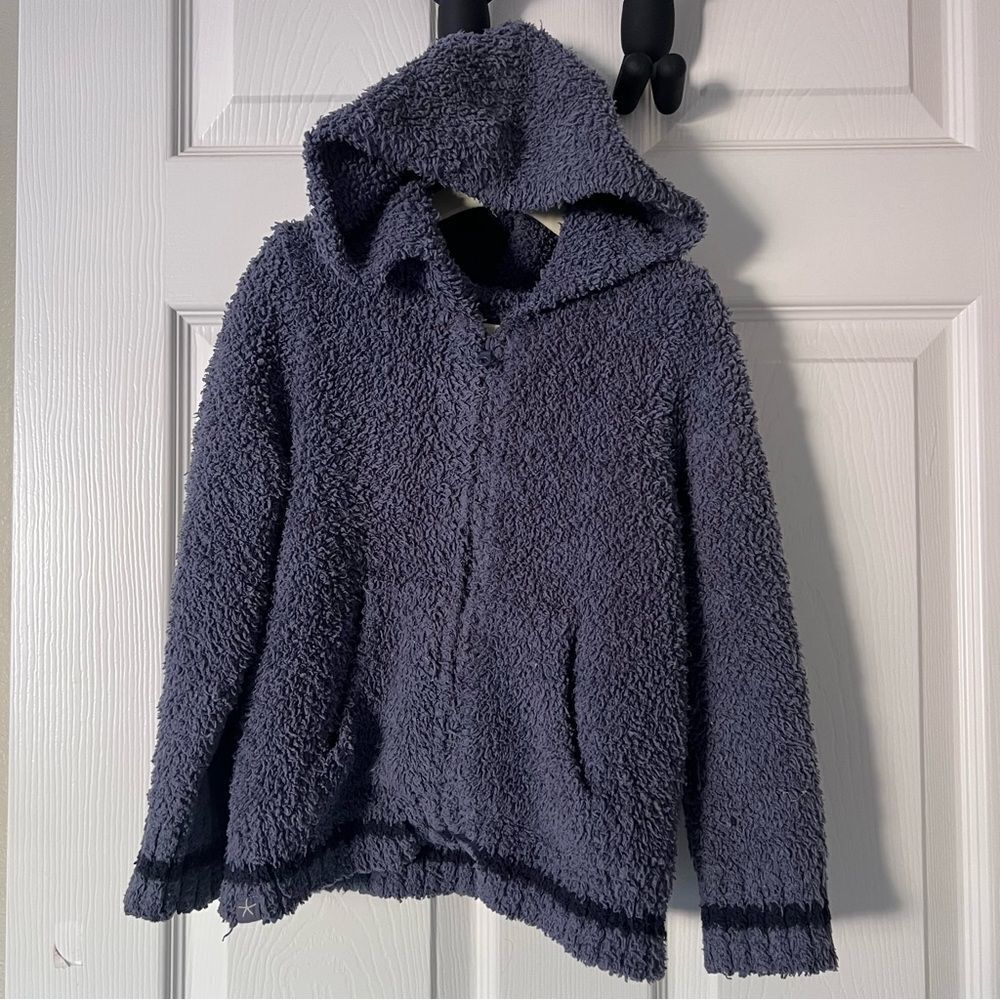 Barefoot Dreams Cozy Blue Kids Hooded Sweater Jacket Unisex 4T - 5T EUC